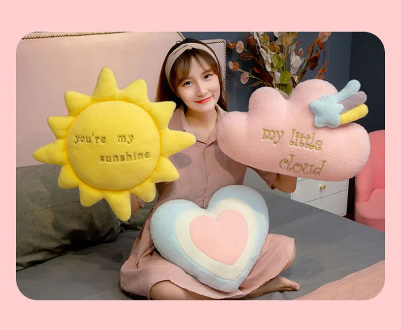 Cute Rainbow Cloud Sun Star Throw Pillow Cushion Rainbow Plush Toy Baby Kids Bedroom Decoration Toy Pillow Sofa Cushion