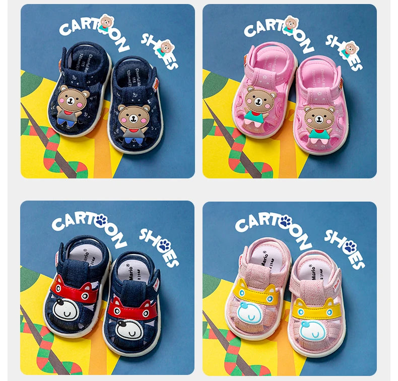 Cheerful Mario Baby shoes Cute vocalizing baby shoes Cartoon animal toddler shoes for boys and girls
