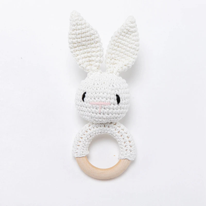 1PC Baby Ratter Toys Newborn Amigurumi Teether Wooden Teether Crochet Animals BPA Free Rattle Toy Baby Rattles Gifts For Newborn