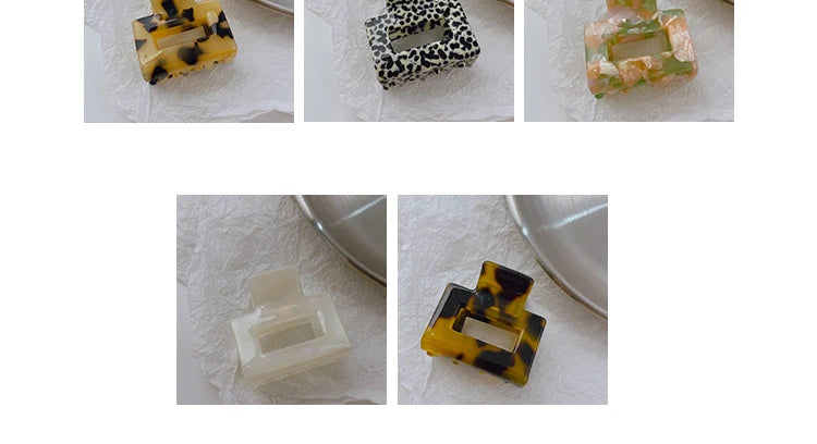 2024 Korea New Fine Vintage Women 3.5CM Small Hairpins Acrylic Tortoise-Shell Square Crab Hair Claw Clips For Girls Accessories