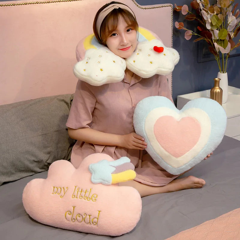 Cute Rainbow Cloud Sun Star Throw Pillow Cushion Rainbow Plush Toy Baby Kids Bedroom Decoration Toy Pillow Sofa Cushion
