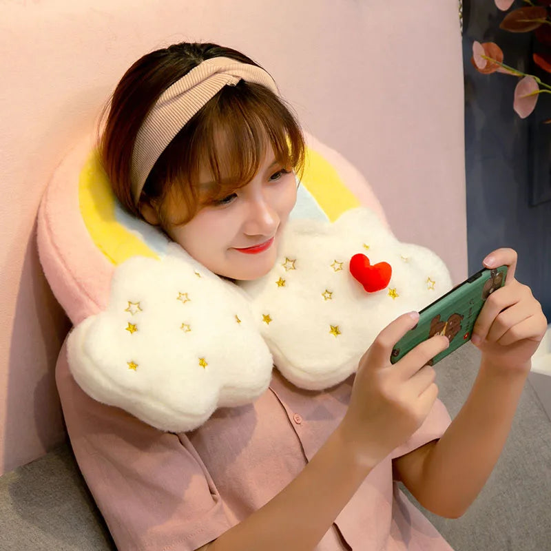 Cute Rainbow Cloud Sun Star Throw Pillow Cushion Rainbow Plush Toy Baby Kids Bedroom Decoration Toy Pillow Sofa Cushion