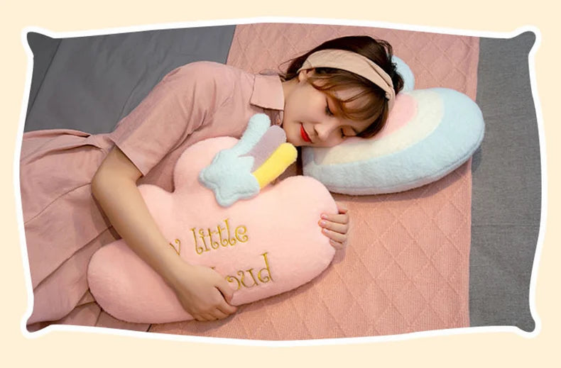Cute Rainbow Cloud Sun Star Throw Pillow Cushion Rainbow Plush Toy Baby Kids Bedroom Decoration Toy Pillow Sofa Cushion