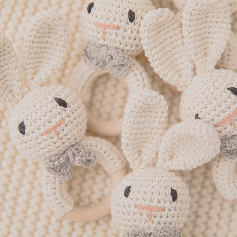1PC Baby Ratter Toys Newborn Amigurumi Teether Wooden Teether Crochet Animals BPA Free Rattle Toy Baby Rattles Gifts For Newborn