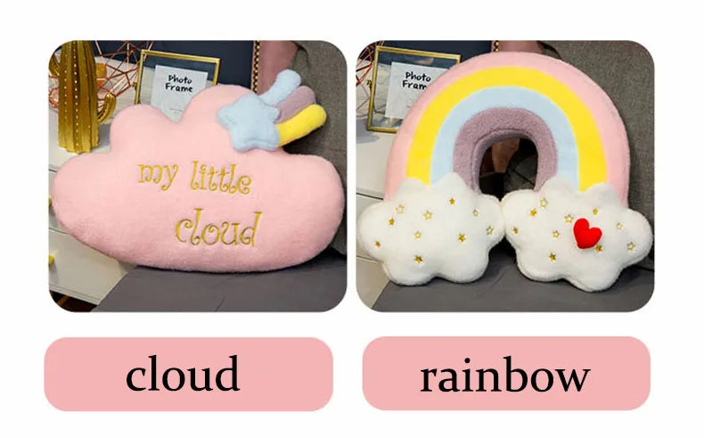 Cute Rainbow Cloud Sun Star Throw Pillow Cushion Rainbow Plush Toy Baby Kids Bedroom Decoration Toy Pillow Sofa Cushion