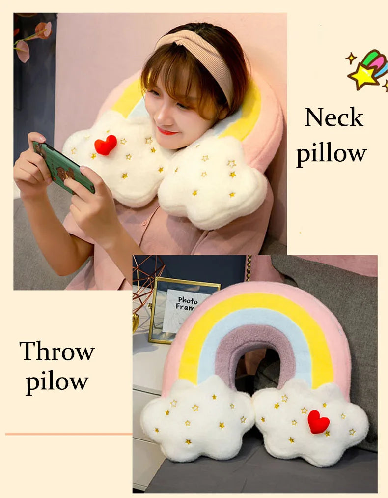 Cute Rainbow Cloud Sun Star Throw Pillow Cushion Rainbow Plush Toy Baby Kids Bedroom Decoration Toy Pillow Sofa Cushion