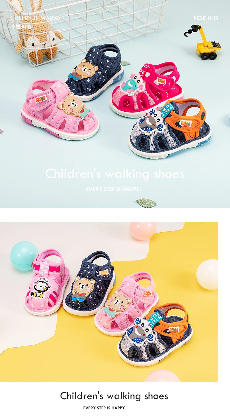 Cheerful Mario Baby shoes Cute vocalizing baby shoes Cartoon animal toddler shoes for boys and girls