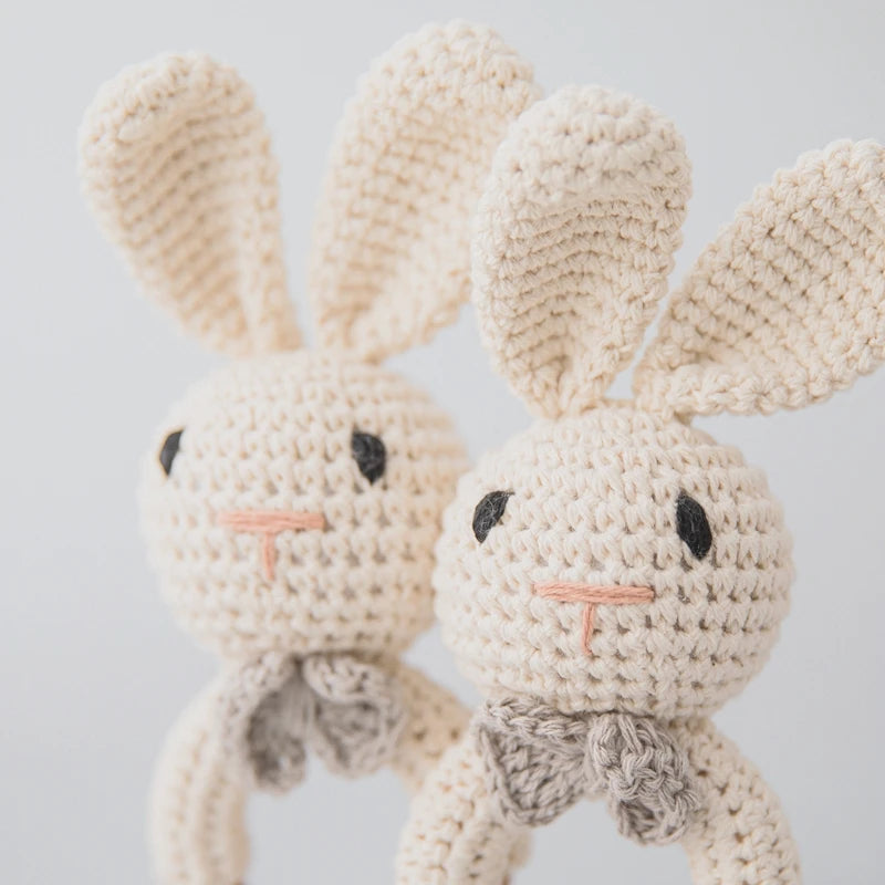 1PC Baby Ratter Toys Newborn Amigurumi Teether Wooden Teether Crochet Animals BPA Free Rattle Toy Baby Rattles Gifts For Newborn