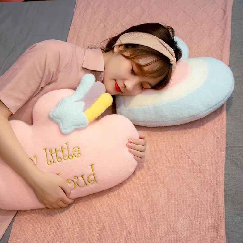 Cute Rainbow Cloud Sun Star Throw Pillow Cushion Rainbow Plush Toy Baby Kids Bedroom Decoration Toy Pillow Sofa Cushion