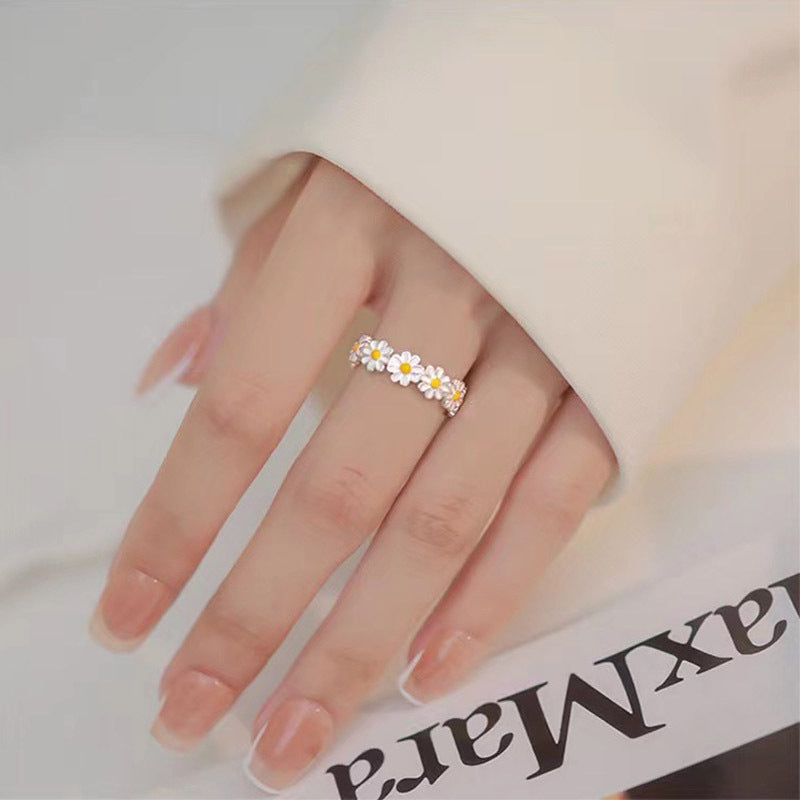 Кольцо Женское Chic Fresh Daisy Opening Ring Lady Delicate Flower Gift Everyday Jewelry For Teen Girls Accessories For Women