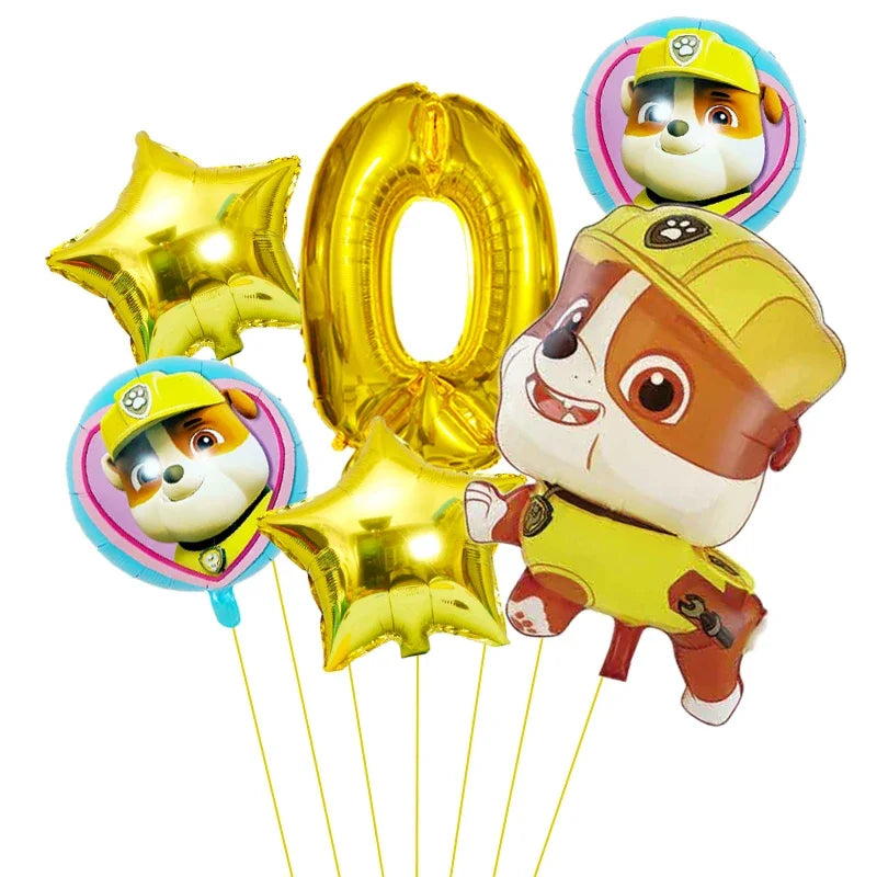 6pcs Cartoon Paw Patrol Theme Foil Balloon Number Balloon Childrens Birthday Party Decoration Baby Gift Party Chase Skye Balloon