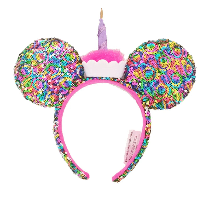 Minnie Mouse Ear Headband For Women Disneyland Headband Mickey Adult/Child Ears Leather Plush Sequin Cosplay Girls Accessories