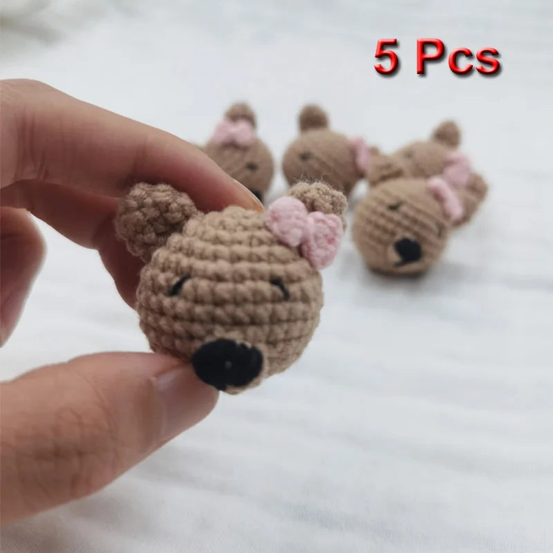 5pc Crochet Beads Animal Rabbit Chewable Beads DIY Wooden Teething Knitting Beads Jewelry Crib Sensory Toy Baby Teether