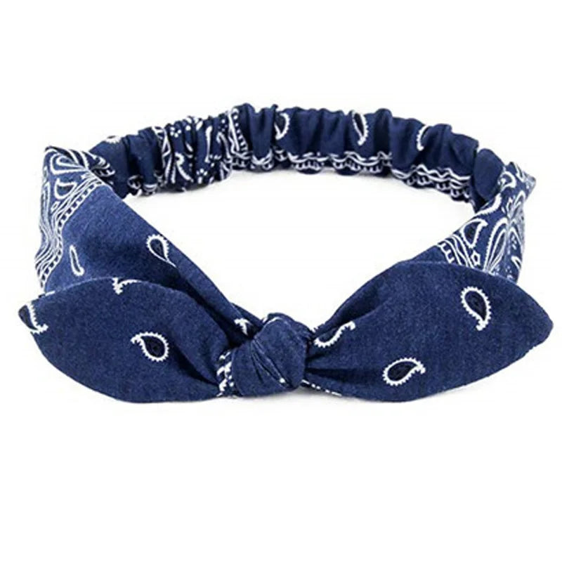 Paisley Bandana Hairbands Cute Rabbit Ear Turban Headwrap Hair Band Girls Accessories Fashion Top Knotted Bow Headband for Women