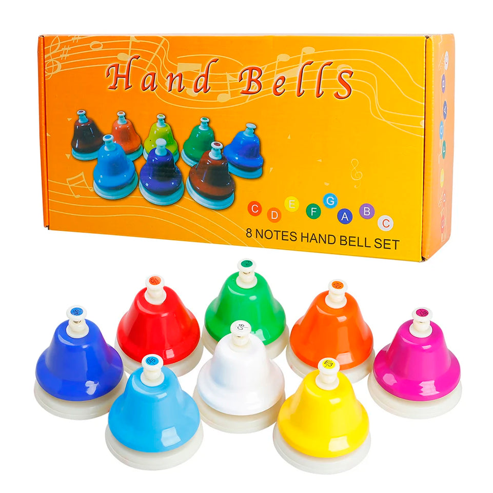 Orff Musical Instrument Set Colorful 8-Note Hand Bell Children's Music Toy Baby Early Education Beautiful Christmas Gift