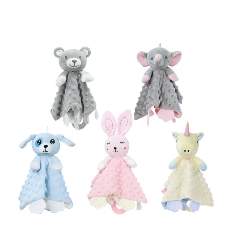Personalized Baby Security Blanket Teether Plush Stuffed Toy Custom Blanket Comforter Bunny Elephant Soothe Appease Baby Gift