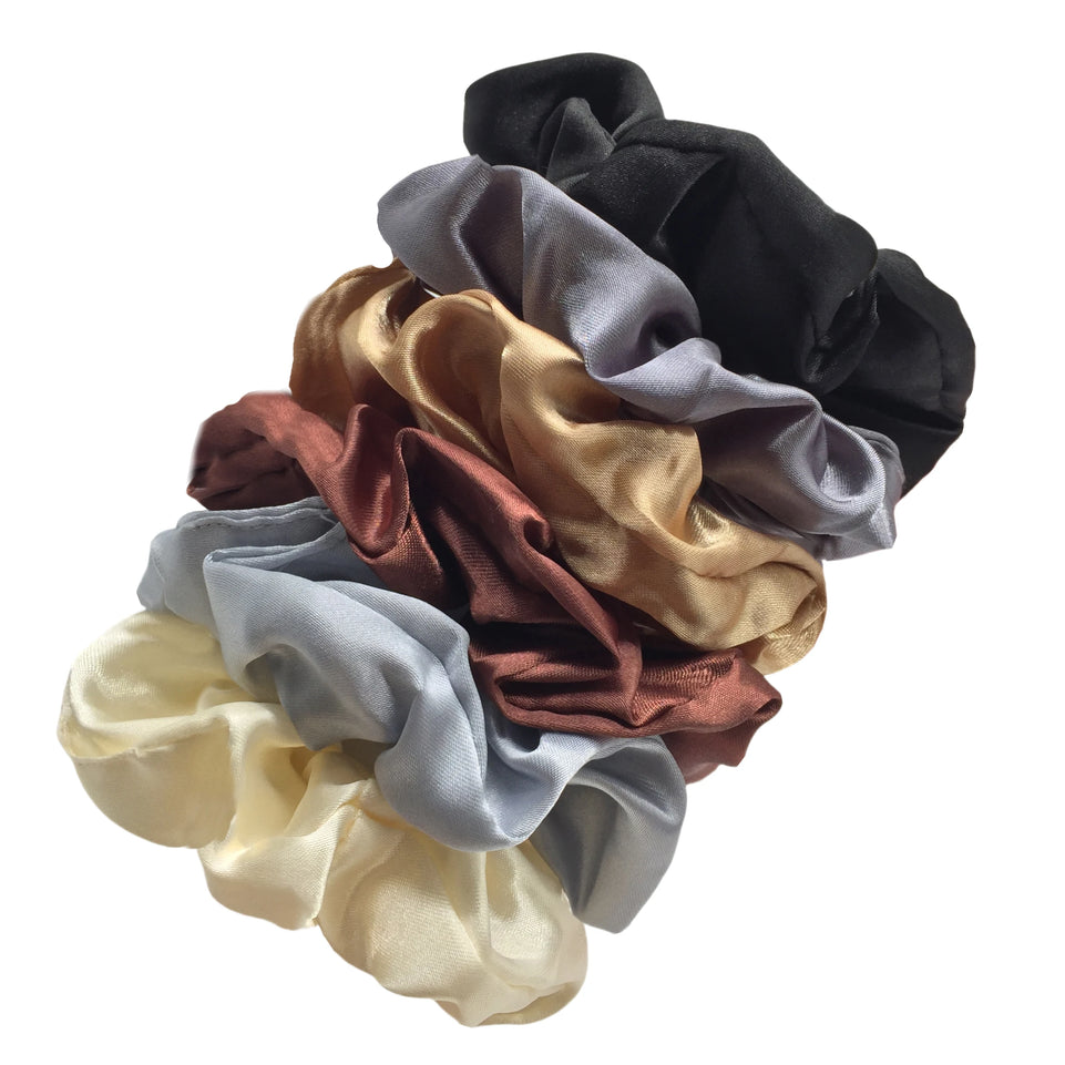 6pcs/lot Hair Scrunchies Bands Scrunchy Ties Ropes Ponytail Holder for Women or Girls Accessories Satin Headwear Solid 100 Color
