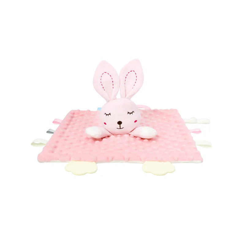 Personalized Baby Security Blanket Teether Plush Stuffed Toy Custom Blanket Comforter Bunny Elephant Soothe Appease Baby Gift