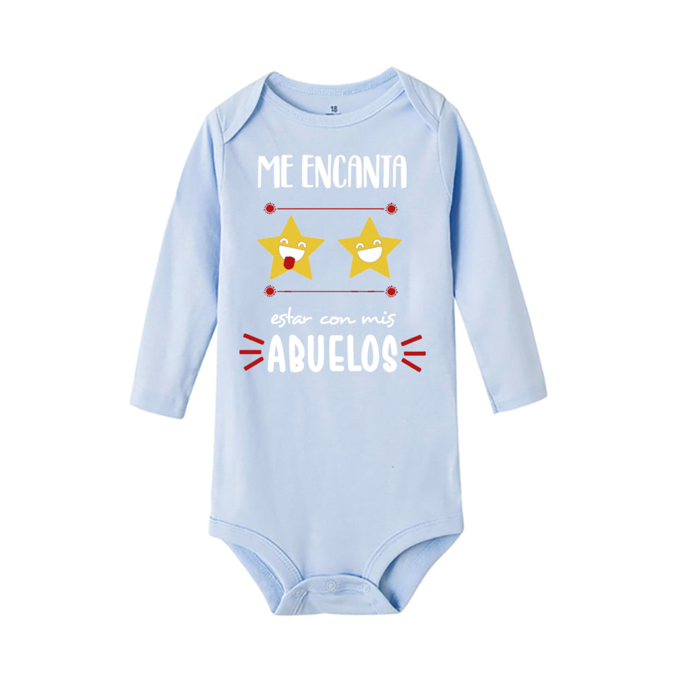 Baby Romper I Enjoy Being with My Grandparents Print Infant Bodysuit Toddler Long Sleeve Rompers Boy Girl Cute Clothes Baby Gift