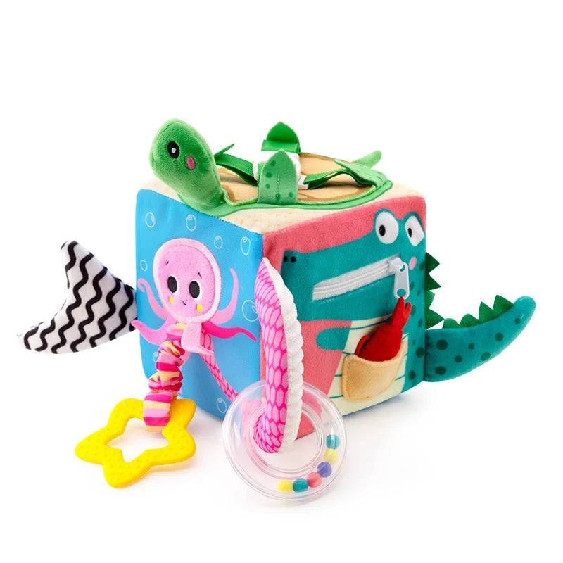 Activity Sensory Building Block Crib Stroller Hanging Toys Soft Cloth Cube Educational Baby Toy Baby Plush Rattles Mobiles Toys