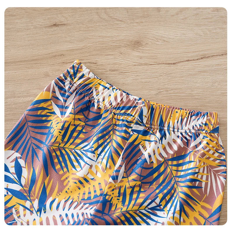 0-18Months Boys and Girls Summer Baby Short-Sleeve Outfit Set Full Print Tropical Beach Plants baby clothes Perfect for Vacation
