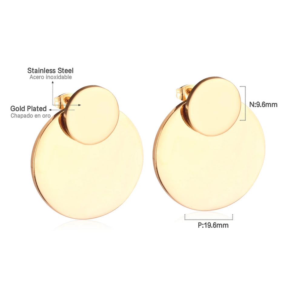LUXUKISSKIDS Metal Stacked Geometric Dangle Stud Earrings Fashion Girls' Accessories Round Tassel Exaggerated Design Dailywear