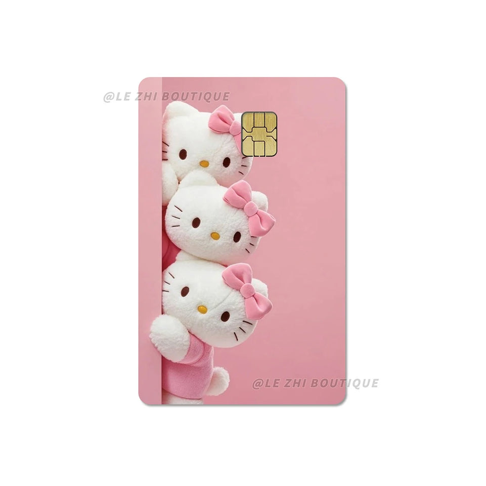 Anime Cartoon Sanrio Hello Kitty Credit Card Stickers Kawaii Waterproof Bank Card Bus Metro Sticker Decoration Girls Accessories