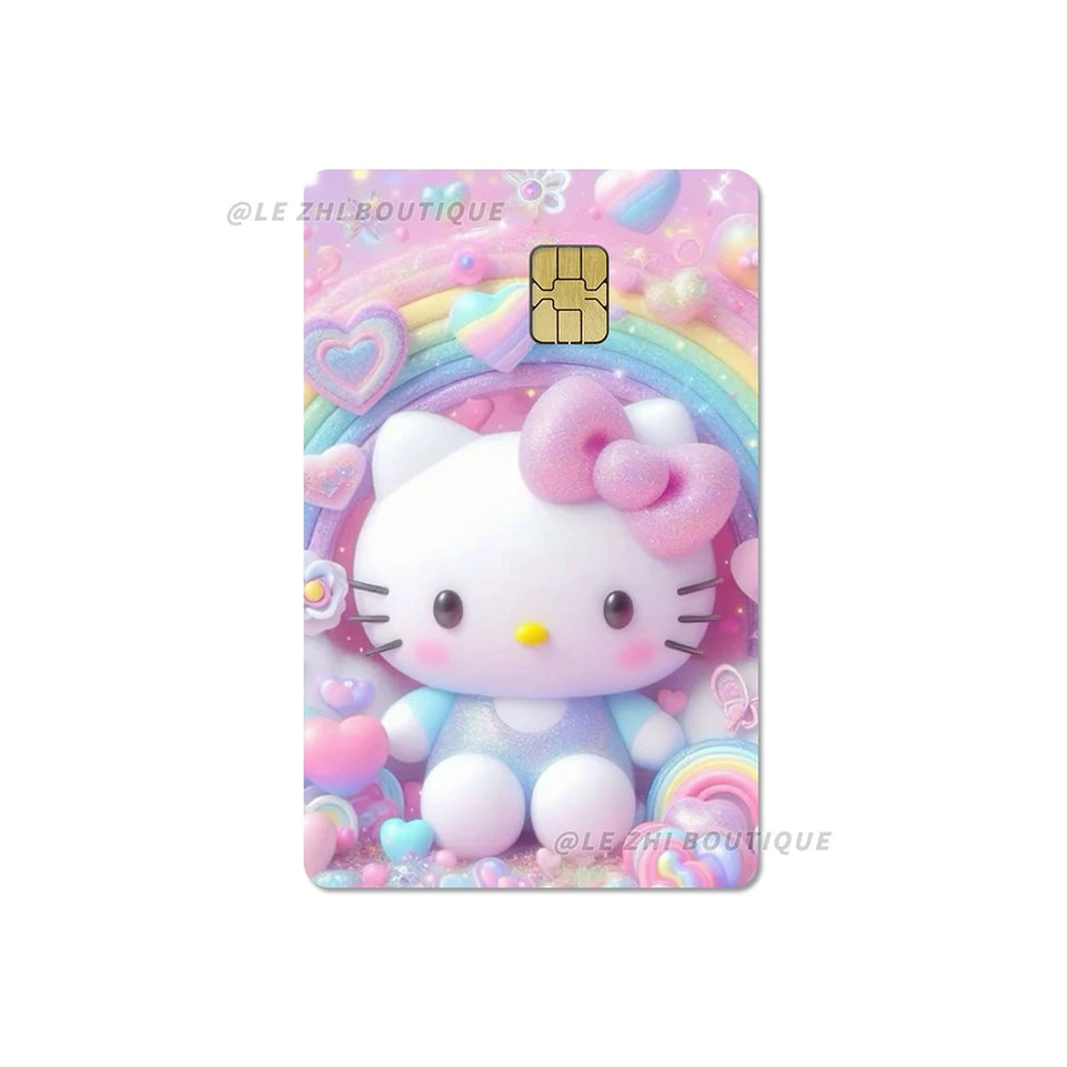 Anime Cartoon Sanrio Hello Kitty Credit Card Stickers Kawaii Waterproof Bank Card Bus Metro Sticker Decoration Girls Accessories