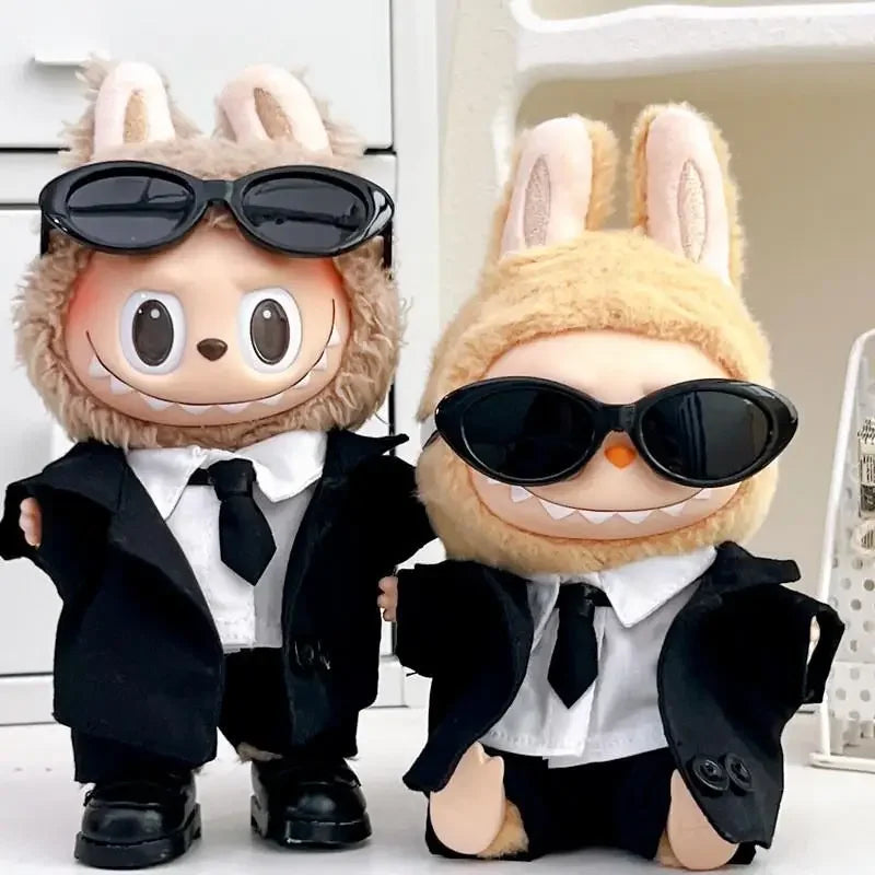 For 17 cm Ropa labubu v1/v2/v3 baby clothes outfit cool suit sunglasses suit doll doll wearing for labubu accessories
