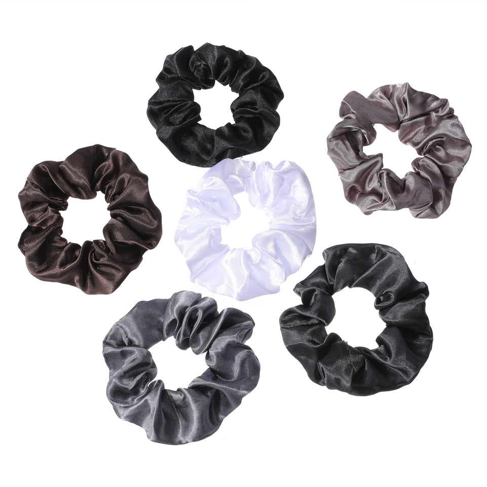 6pcs/lot Hair Scrunchies Bands Scrunchy Ties Ropes Ponytail Holder for Women or Girls Accessories Satin Headwear Solid 100 Color