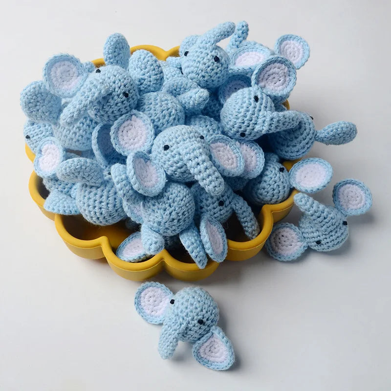 5pc Crochet Beads Animal Rabbit Chewable Beads DIY Wooden Teething Knitting Beads Jewelry Crib Sensory Toy Baby Teether