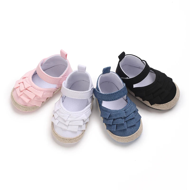 Newborn Baby Shoes Girls' Baby Baby Shoes Princess Flower Baby Cotton Sole First Walking Shoes For 0-18 Months