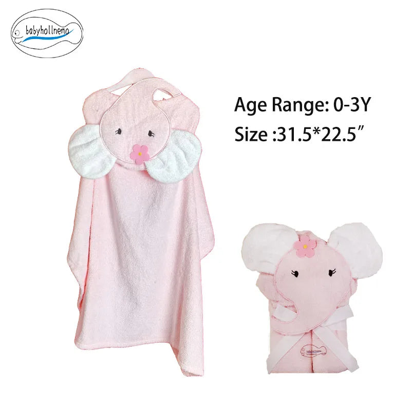 Cartoon Baby Bath Towel cotton soft Bathrobe Hooded Swaddle Towel Skin-friendly Machine Washable for Boys Girls
