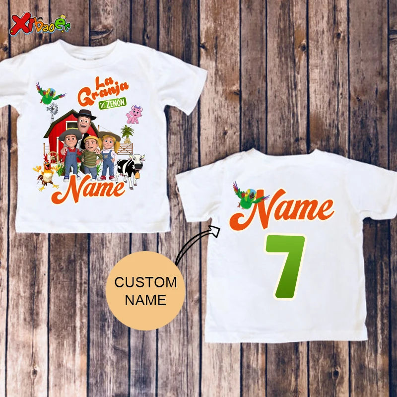 Farm Shirt for Kids Animal Cartoon Custom Name Shirt Toddler Baby Gift 3nd Birthday Shirt Teen Girl Clothes Shirt Boys Tee Zoo