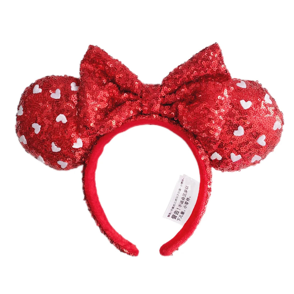 Minnie Mouse Ear Headband For Women Disneyland Headband Mickey Adult/Child Ears Leather Plush Sequin Cosplay Girls Accessories