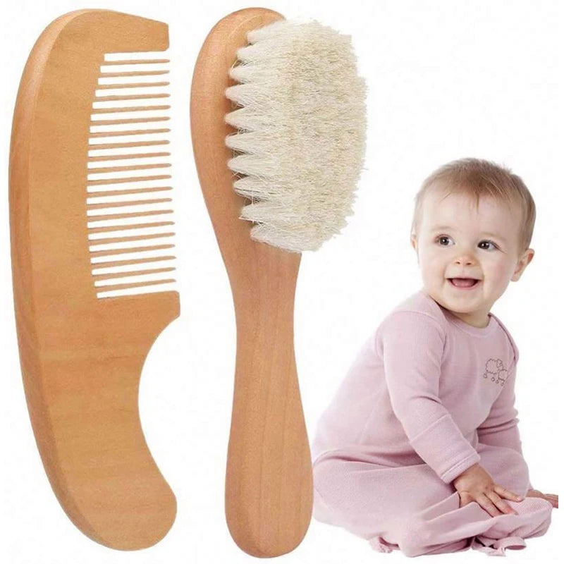 Baby Care Pure Natural Wool Soft Baby Wooden Brush Comb Brush Baby Hairbrush Newborn Infant Comb Head Massager For Baby Shower