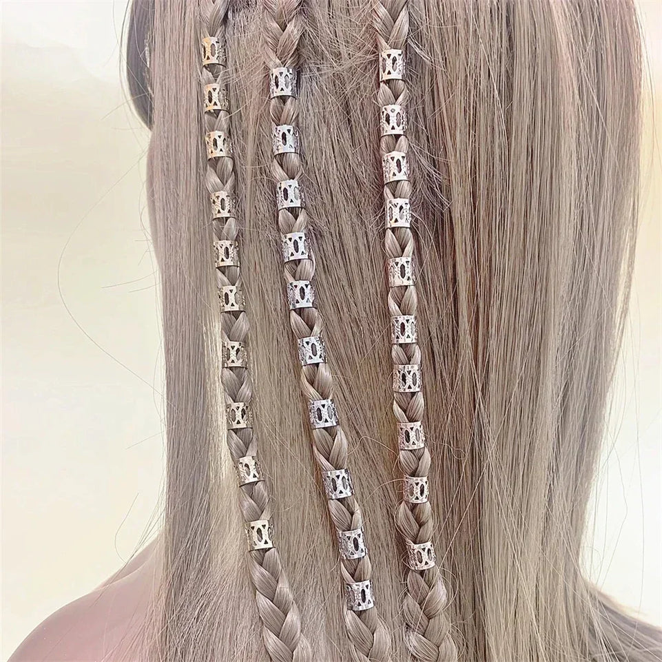 60pcs/bag Hip Hop Dreadlocks Hair Rings Beads Clips Braids African Braid Spiral Hairpin for Women Girls Accessories Bead Braider