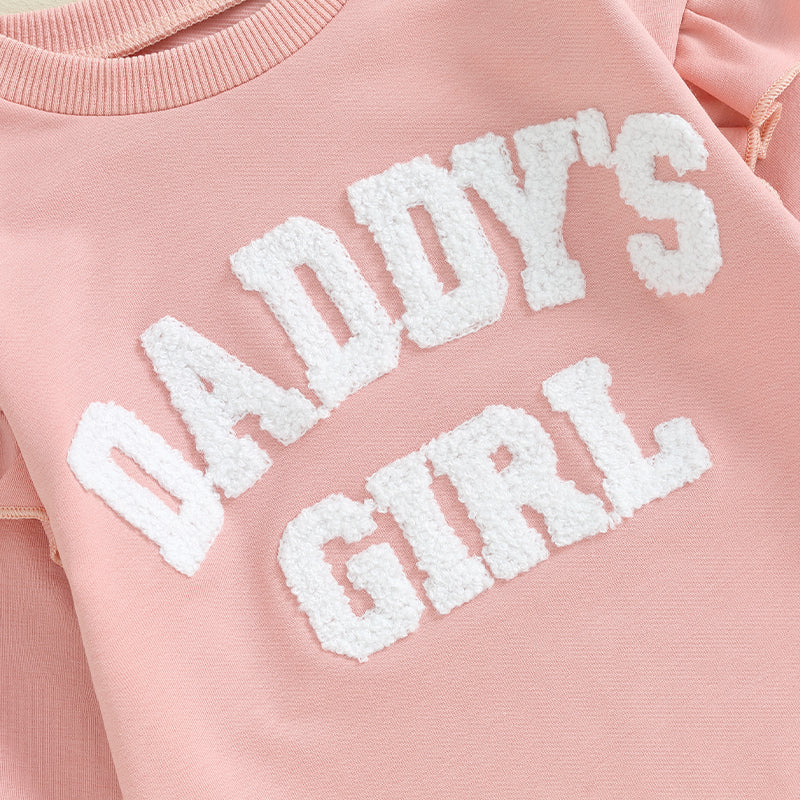 2023-10-05 Lioraitiin 0-18M Daddys Girls Newborn Baby Clothes Ruffle Long Sleeve Sweatshirt Bodysuit Infant Baby Girl Outfits