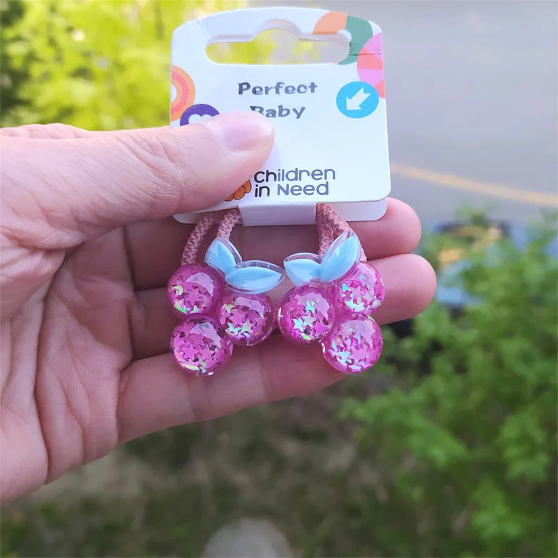 2PCS Cute Star Flower Grape Princess Headwear Kids Elastic Hair Bands Cartoon Baby Headdress Children Ropes Girls Accessories