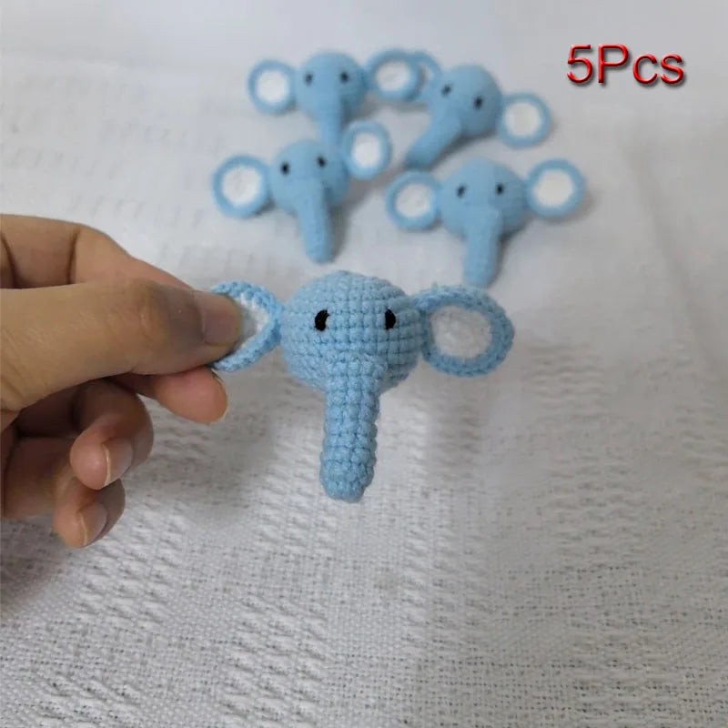 5pc Crochet Beads Animal Rabbit Chewable Beads DIY Wooden Teething Knitting Beads Jewelry Crib Sensory Toy Baby Teether
