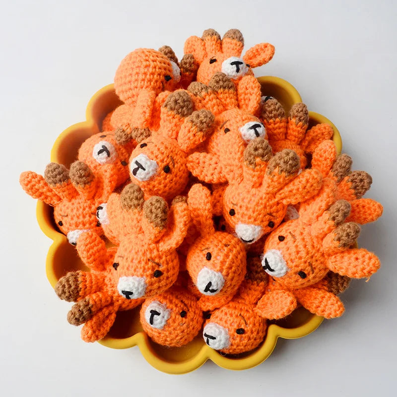 5pc Crochet Beads Animal Rabbit Chewable Beads DIY Wooden Teething Knitting Beads Jewelry Crib Sensory Toy Baby Teether