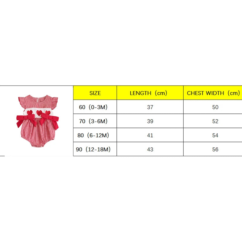 Baby Girl Valentines Day Outfit Newborn Heart Plaid Bubble Romper Bowknot Ruffle Bodysuit Smocked Baby Clothes