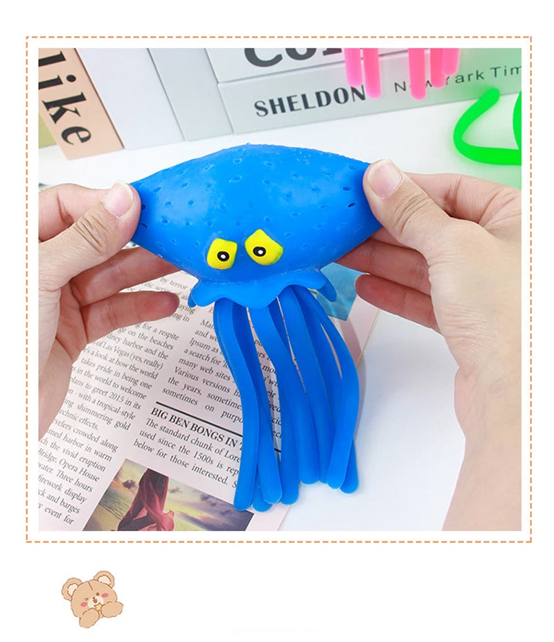 Summer Swimming Play Water Bathroom Toy Baby Bath Toys Sponge Water Absorbing Octopus Squeezing Stress Relief Toys for Children