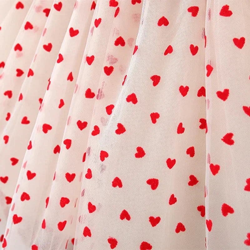 Baby Girl Dress Summer Full Printed Love Sleeve Girls Dress Cute Bowknot Girls New Year Dresses Baby Clothes Girl