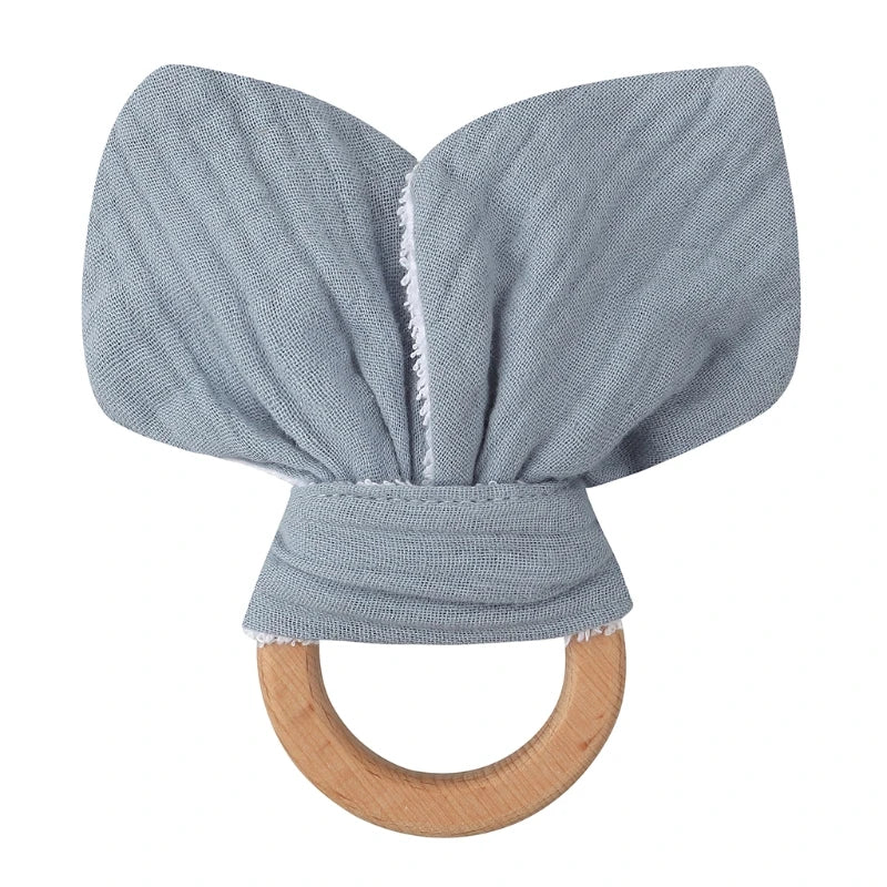 Soft Cotton Ears Teething Chewing Appease Toy Baby Natural Teether Ring Relief Teether