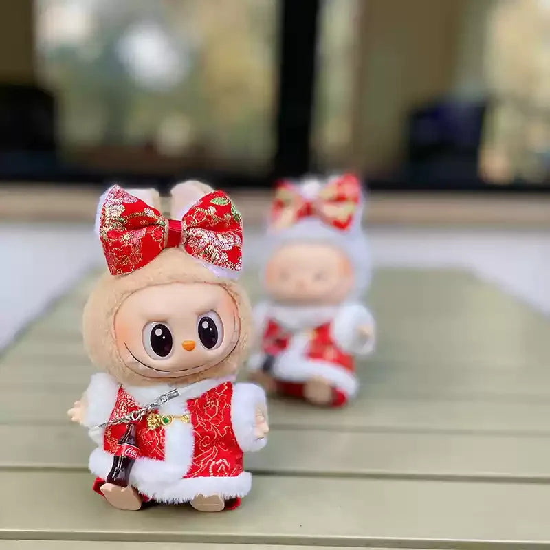 New Doll Clothes Pendant Set LABUBU sitting party clothes Bear Hat Love Sweater Set DIY Doll Accessories Fun Cute Baby Clothes