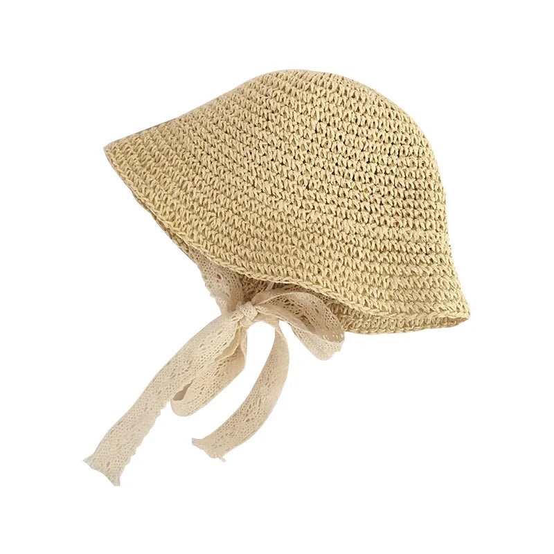 Summer Baby Sun Hat Lace Straw Kids Bucket Hats for Girls Accessories Beach Travel Children Cap Princess Baby Girl Hat 2-5Y