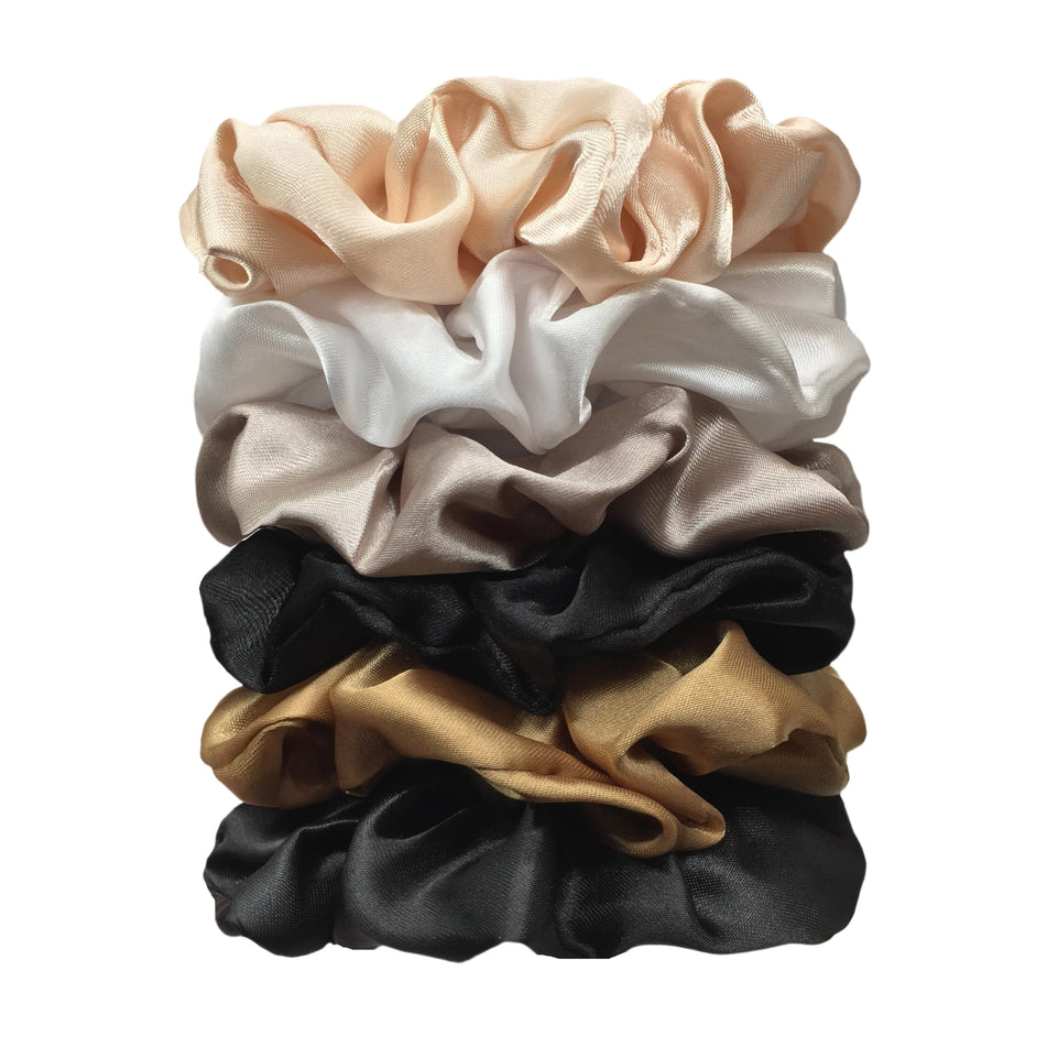 6pcs/lot Hair Scrunchies Bands Scrunchy Ties Ropes Ponytail Holder for Women or Girls Accessories Satin Headwear Solid 100 Color