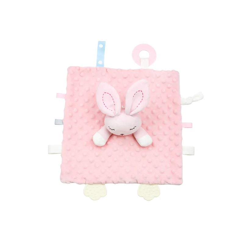 Personalized Baby Security Blanket Teether Plush Stuffed Toy Custom Blanket Comforter Bunny Elephant Soothe Appease Baby Gift