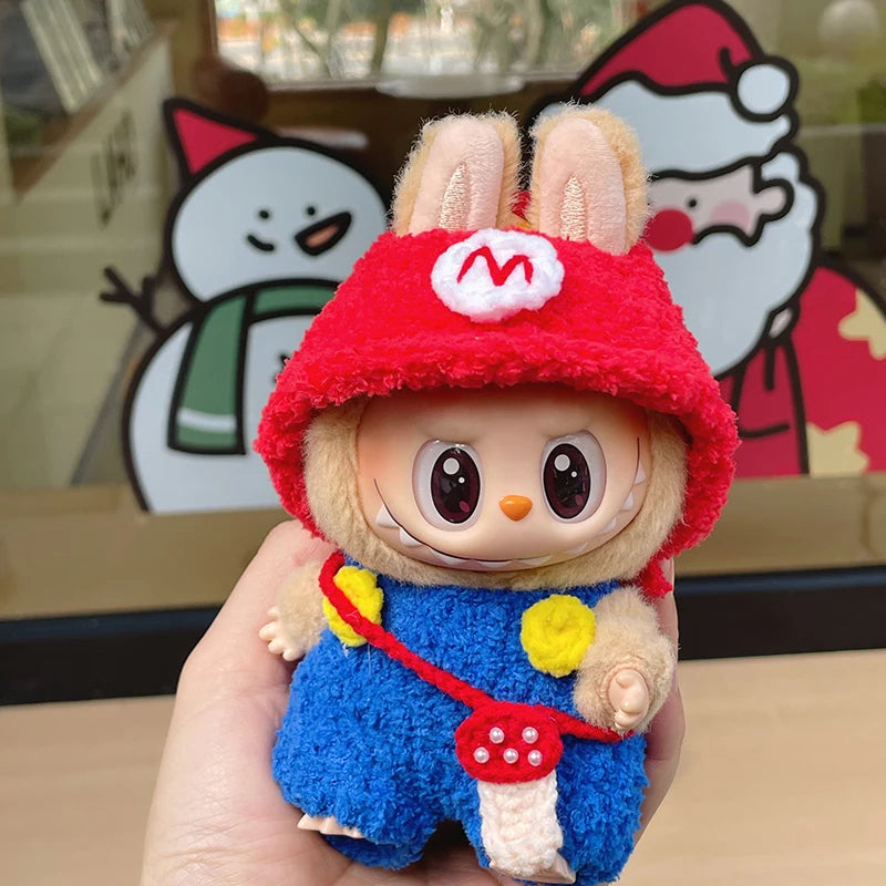 New Doll Clothes Pendant Set LABUBU sitting party clothes Bear Hat Love Sweater Set DIY Doll Accessories Fun Cute Baby Clothes